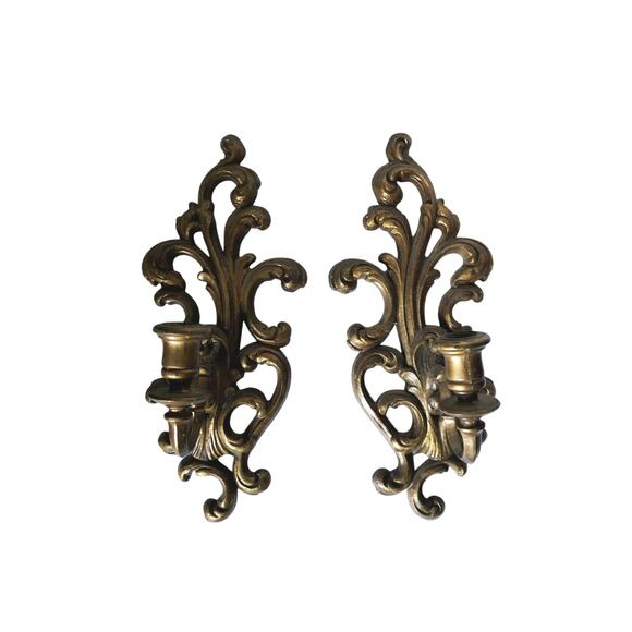 Vintage Pair of Plastic IMC Made in USA Candle Wall Sconces Candle Holders - Picture 3 of 4